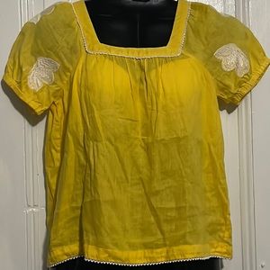 J. Crew Yellow Floral Embroidery shirt